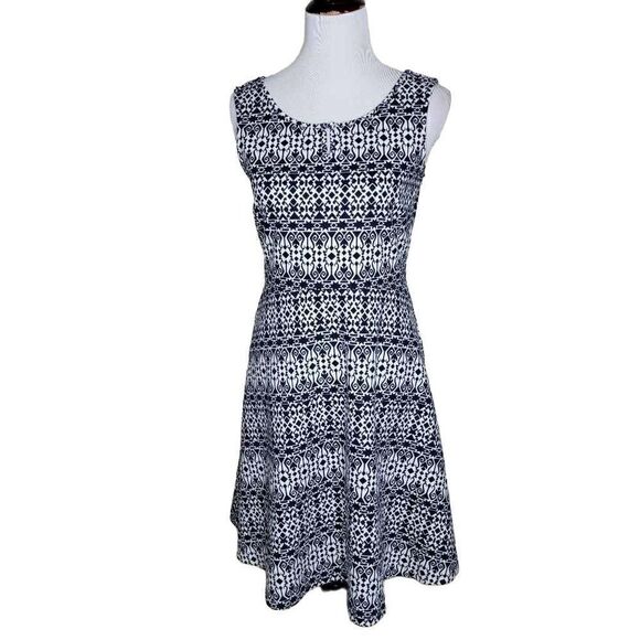 Talbots A Line Knit Geometric Sleeveless Dress Navy White Small - Picture 15 of 15